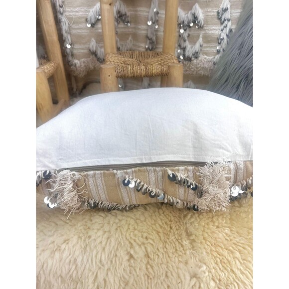Vintage Moroccan Wedding Blanket Pillow Handira Throw Cushion 03YS00805 - Picture 5 of 6